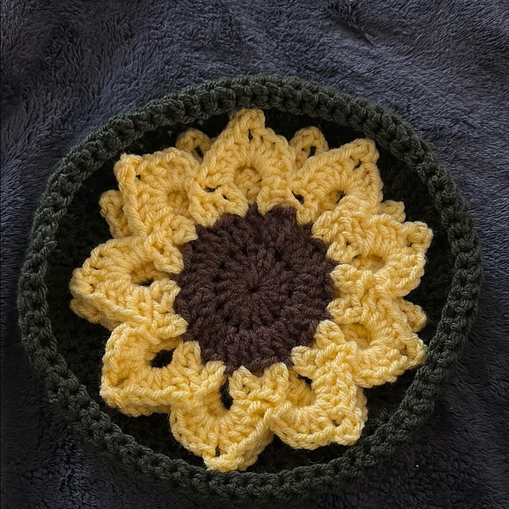 Crochet Sunflower Coaster